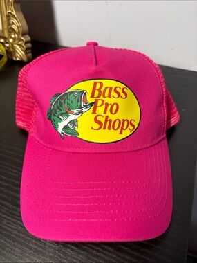 Bass Pro Shops Pink Trucker Cap with Yellow Logo